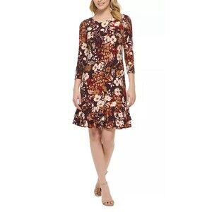Tommy Hilfiger Women's Trematon-Floral-Print Tiered Flounce-Hem Dress XXL